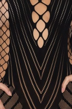 Elegant Moments Soft Edges Black Bodystocking Dress Bodystocking Lingerie
