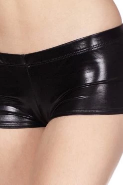 Music Legs Metallic Mini Booty Shorts - Black