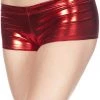 Music Legs Dancewear Metallic Mini Booty Shorts - Red