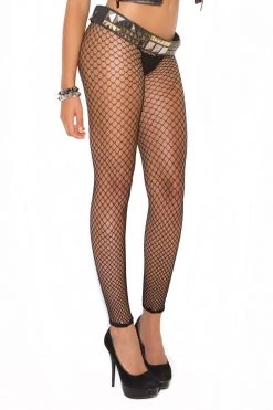 Elegant Moments Black Footless Fishnet Pantyhose