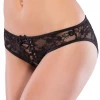 Coquette Lingerie Floral Mesh Lace-Up Crotchless Panty- Black