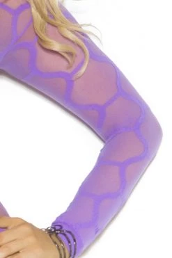 Elegant Moments Bodystocking Lingerie Purple Tortoise Teddy & Thigh Highs