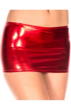 Music Legs Latex Lingerie Red Metallic Mini Skirt