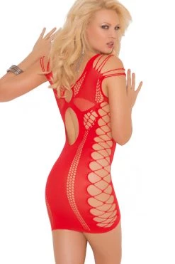Elegant Moments Red Cutout Mini Dress Bodystocking Lingerie