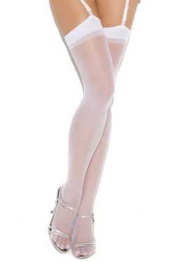 Elegant Moments White Sheer Thigh High Leggings Hosiery