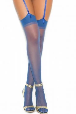 Elegant Moments Royal Blue Sheer Thigh High Leggings