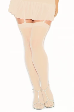 Elegant Moments Beige Sheer Thigh High Leggings Hosiery