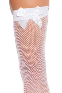 Elegant Moments White Fishnet Thigh High Stockings With Bows 8 Elegant Moments White Fishnet Thigh High Stockings With Bows