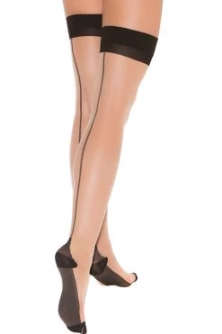 Elegant Moments Hosiery Soft Beige With Black Thigh Highs