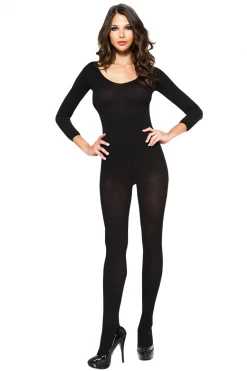 Music Legs Bodystocking Lingerie Black Long Sleeve Body Stocking