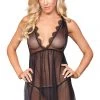 Be Wicked Lingerie Sweet Love Stripe Black Babydoll