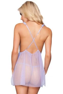 Be Wicked Lingerie Sweet Love Stripe Lavender Babydoll