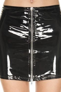 Music Legs Latex Style Zipper Mini Skirt Booty Shorts & Bottoms
