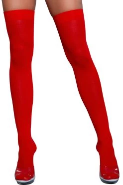 Be Wicked Red Opaque Thigh Highs Hosiery