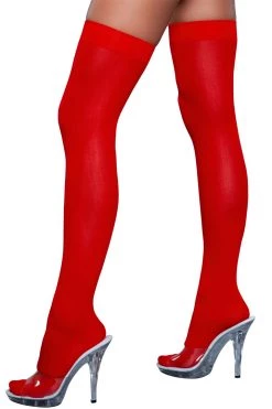 Be Wicked Red Opaque Thigh Highs Hosiery