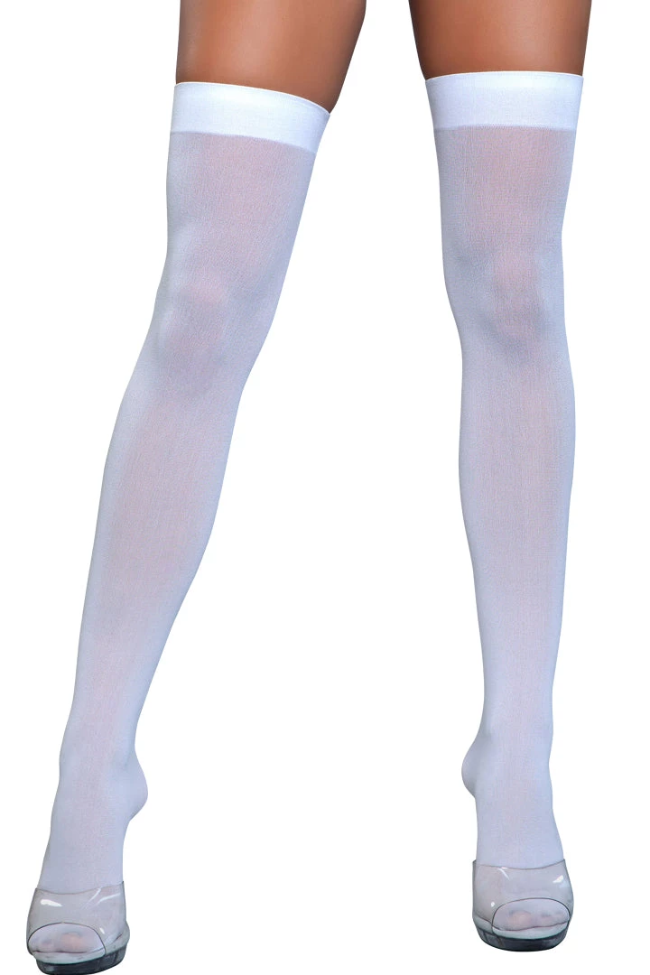 Be Wicked Banded White Opaque Thigh Highs Hosiery 3 Be Wicked Banded White Opaque Thigh Highs Hosiery