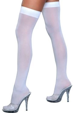 Be Wicked Banded White Opaque Thigh Highs Hosiery