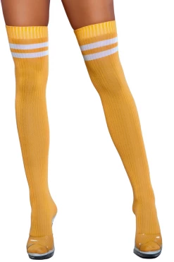 Be Wicked Hosiery Going Pro Yellow Thigh Highs
