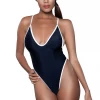 Be Wicked Dancewear Black & White Plunging Swimsuit
