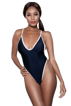 Be Wicked Dancewear Black & White Plunging Swimsuit