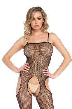 Leg Avenue Black Fishnet Suspender Bodystocking Bodystocking Lingerie