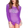 Music Legs Long Sleeve Purple Blouse With Skull & Crossbones Lingerie