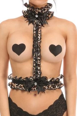 Daisy Corsets Kitten Collection Leopard Velvet Single Strap Body Harness*