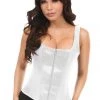 Daisy Corsets Top Drawer White Satin Steel Boned Corset W/Straps*