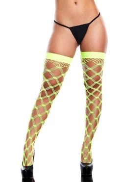 XGEN Neon Yellow Lapdance Diamond Net Thigh High