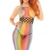 Leg Avenue Bodystocking Lingerie Rainbow Net Long Halter Dress