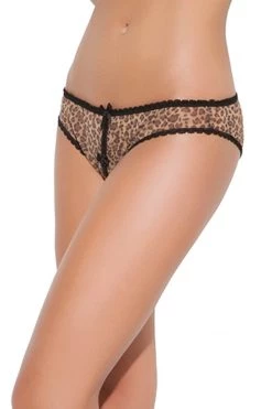 Elegant Moments Leopard Mesh Crotchless Panty Lingerie