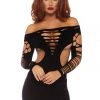 Leg Avenue Black Seamless Shredded Mini Dress With Cut Out Sides 1 Leg Avenue Black Seamless Shredded Mini Dress With Cut Out Sides