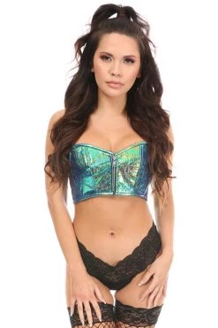 Daisy Corsets Lavish Teal Crackle Short Bustier Top* Lingerie