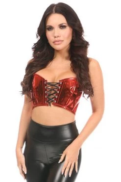 Daisy Corsets Lavish Red Metallic Lace-Up Short Bustier Top*
