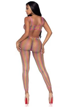 Leg Avenue Rainbow Net Cut-Out Footless Tank Bodystocking