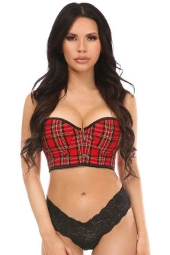 Daisy Corsets Lingerie Lavish Red Plaid Underwire Short Bustier*