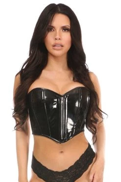Daisy Corsets Top Drawer Black Patent Bustier Top W/Zipper* BDSM Lingerie