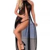 Mapale Black Mesh Halter Nightgown Lingerie
