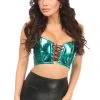 Daisy Corsets Lavish Teal Metallic Lace-Up Short Bustier Top*