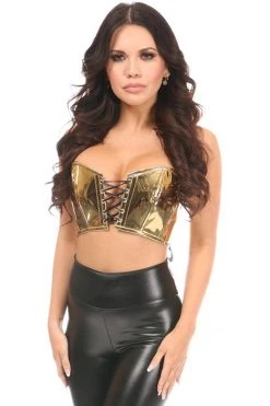 Daisy Corsets Lavish Gold Metallic Lace-Up Short Bustier Top*