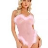 Roma Baby Pink Marabou Sheer Teddy Lingerie
