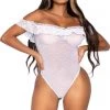 Leg Avenue White Lace Ruffle Lingerie Teddy