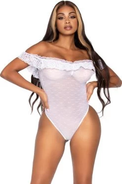Leg Avenue White Lace Ruffle Lingerie Teddy