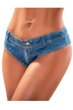 Mapale Blue Micro Mini Shorts And Functional Buttoned Closure