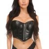 Daisy Corsets Top Drawer Black Faux Leather Bustier Top W/Zipper* BDSM Lingerie