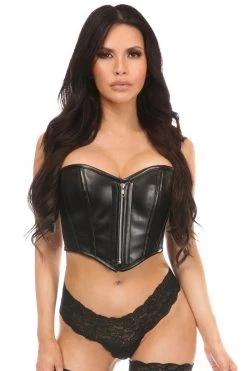 Daisy Corsets Top Drawer Black Faux Leather Bustier Top W/Zipper* BDSM Lingerie