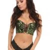 Daisy Corsets Lavish Green Zebra Lace-Up Short Bustier* Lingerie