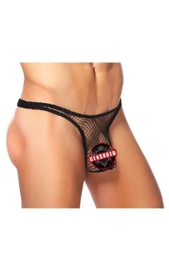 Magic Silk Black Stretch Net Bong Thong Male Thongs