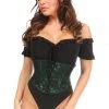 Daisy Corsets Lavish Green W/Black Lace Overlay Mini Cincher* Lingerie
