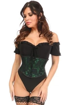 Daisy Corsets Lavish Green W/Black Lace Overlay Mini Cincher* Lingerie